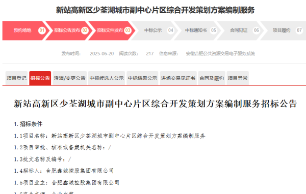 卢深策略 合肥新站高新区少荃湖城市副中心片区综合开发策划方案即将编制  _大皖新闻 | 安徽网